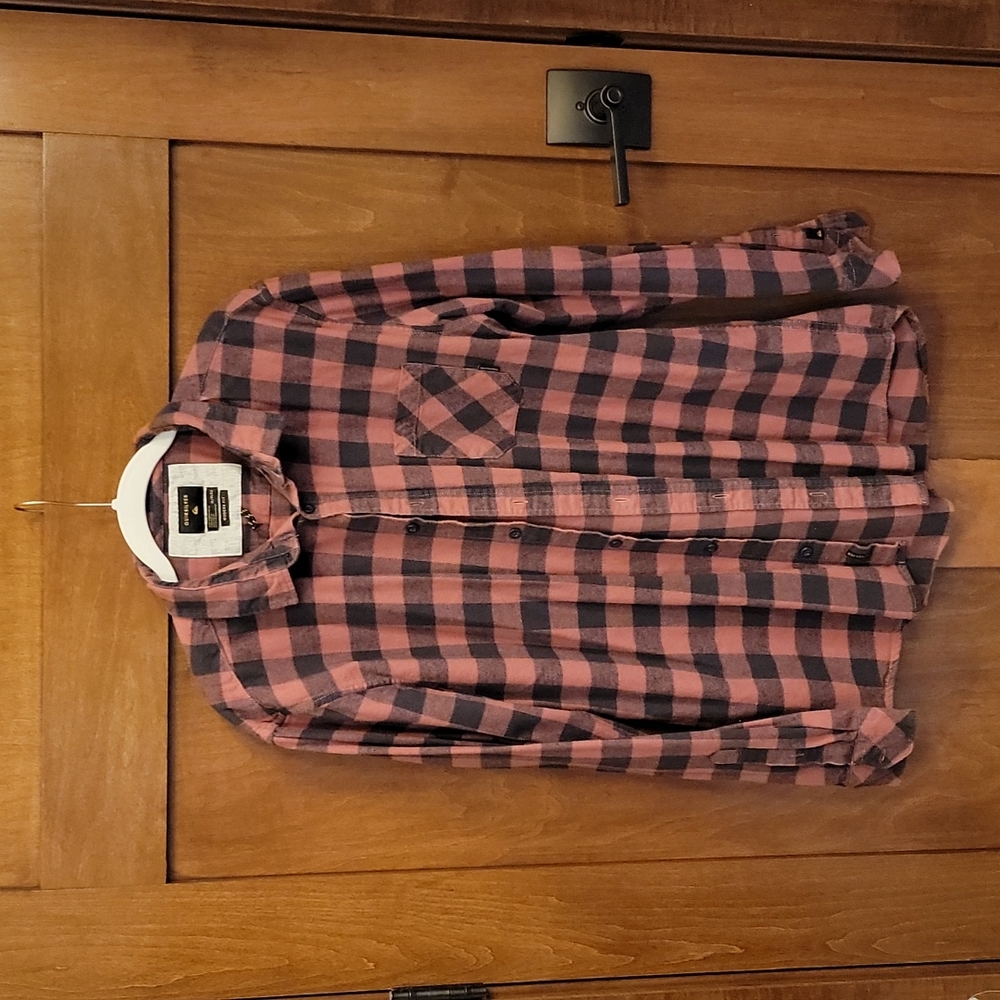 QuikSilver Pink/Black plaid Flannel Shirt